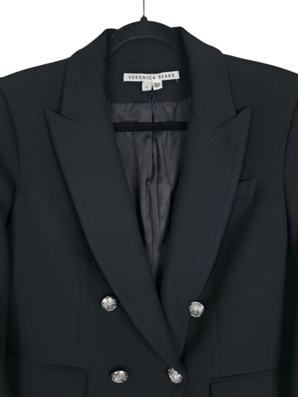 Veronica Beard Miller Blazer Black Silver Double Breasted Dickey Jacket Size 10 - Picture 5 of 13